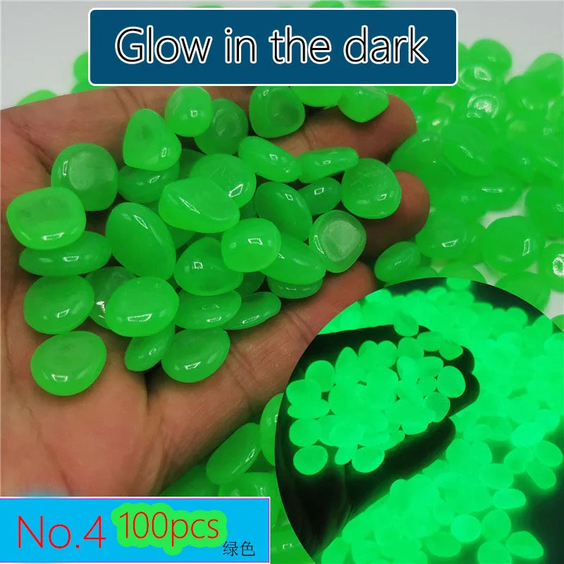 100pcs 14x11mm Dark Pebbles Glow Fish Garden Stone Aquarium Decoration