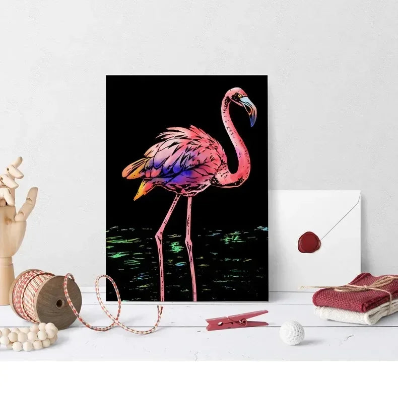 CowLost | product_id-4-pcs-a4-diy-scratch-painting-set-with-cartoon-animals-night-view-designs |24