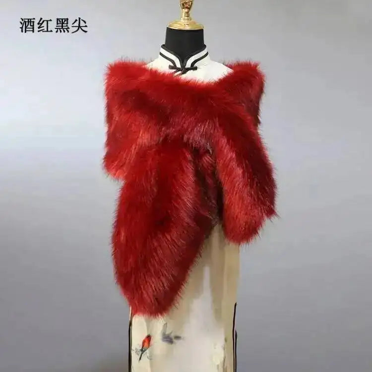 CowLost | 32-colors-165-30cm-women-luxury-warm-faux-fox-fur-shawl-winter-ladies-plush-scarf |35