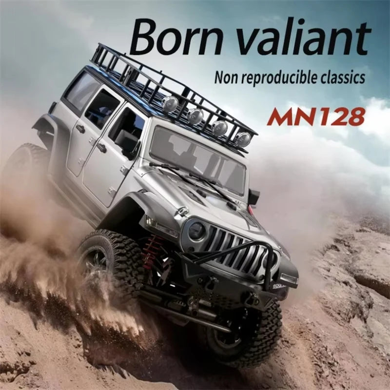 CowLost | fencing-barriers-mn128-1-12-4wd-rc-jeep-model-2-4g-remote-control-led-light-off-road-climbing-truck-electric-toy-car-gift-for-boy |9