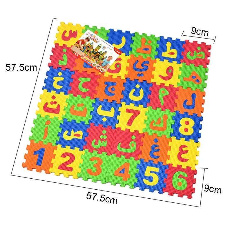 Arabic Alphabet and Number Puzzle Mats for Kids 28PCS Language & 8PCS Number Carpet Rugs