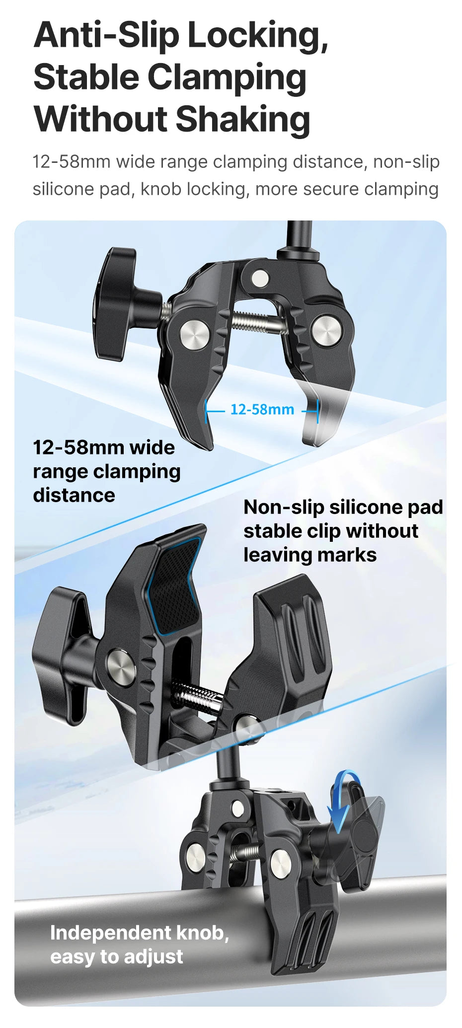 CowLost | ulanzi-co17-pea-pods-dule-head-super-clamp-for-go-pro-11-10-9-8-7-6-insta360-super-clamp-magic-arm-travel |10