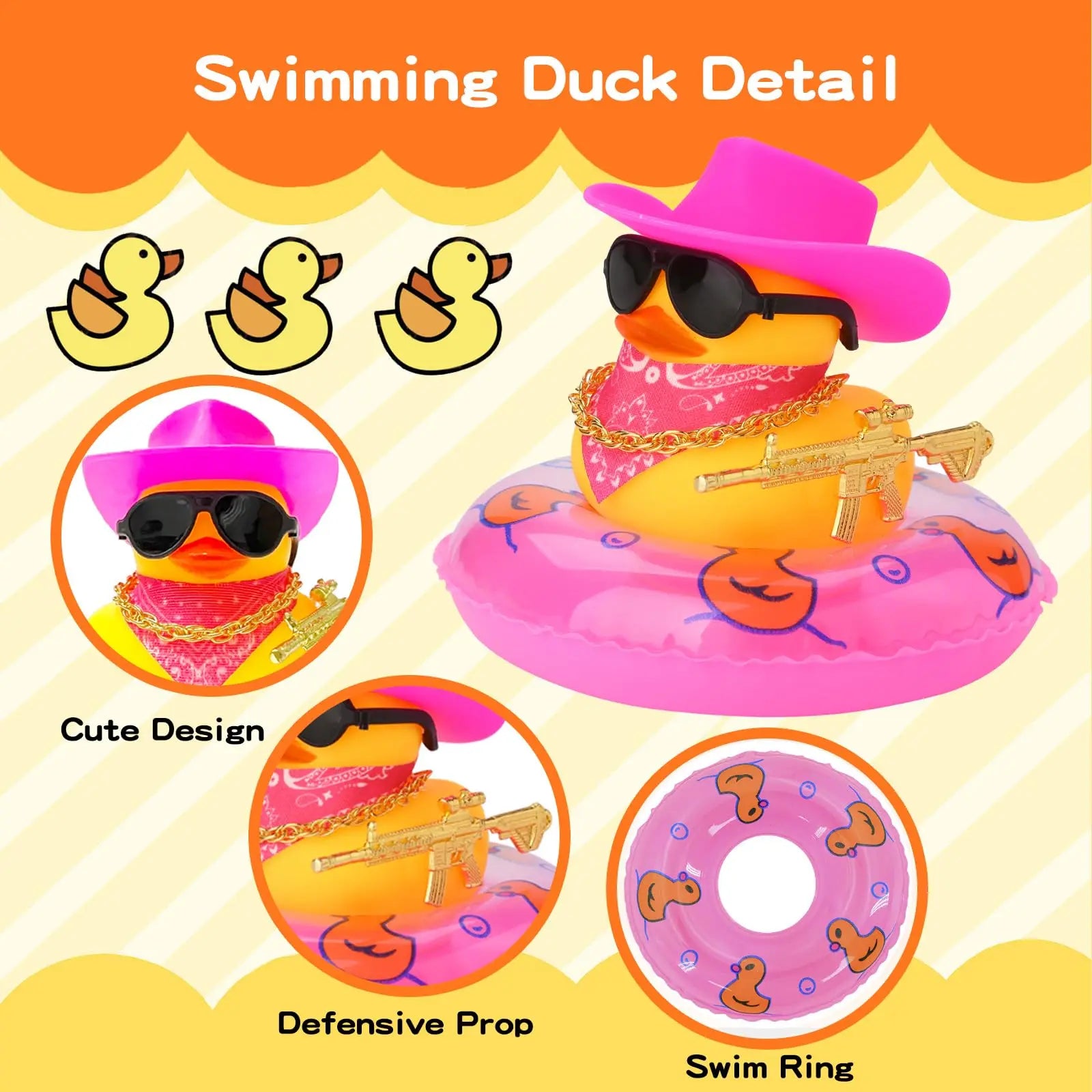 CowLost | product_id-rubber-duck-car-dashboard-ornament-with-cowboy-hat-necklace |5