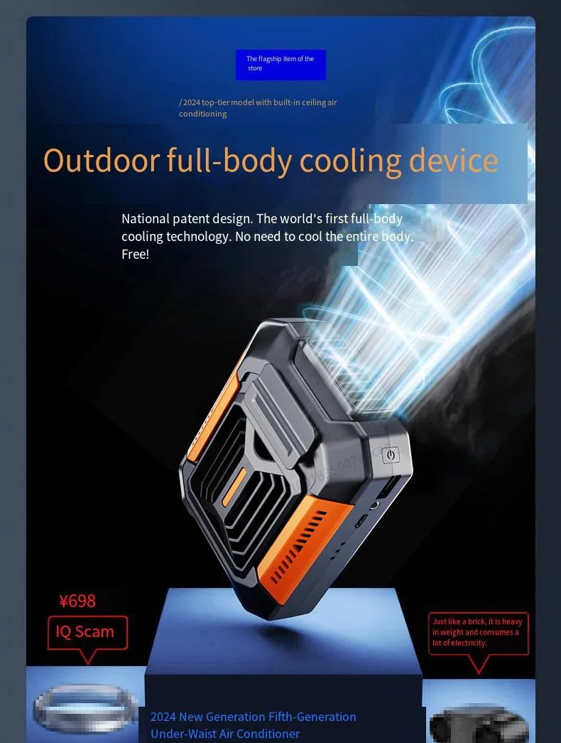 CowLost | product_id-homfish-portable-wearable-neck-fan-with-belt-clip-power-bank-flashlight-for-outdoor-use |25