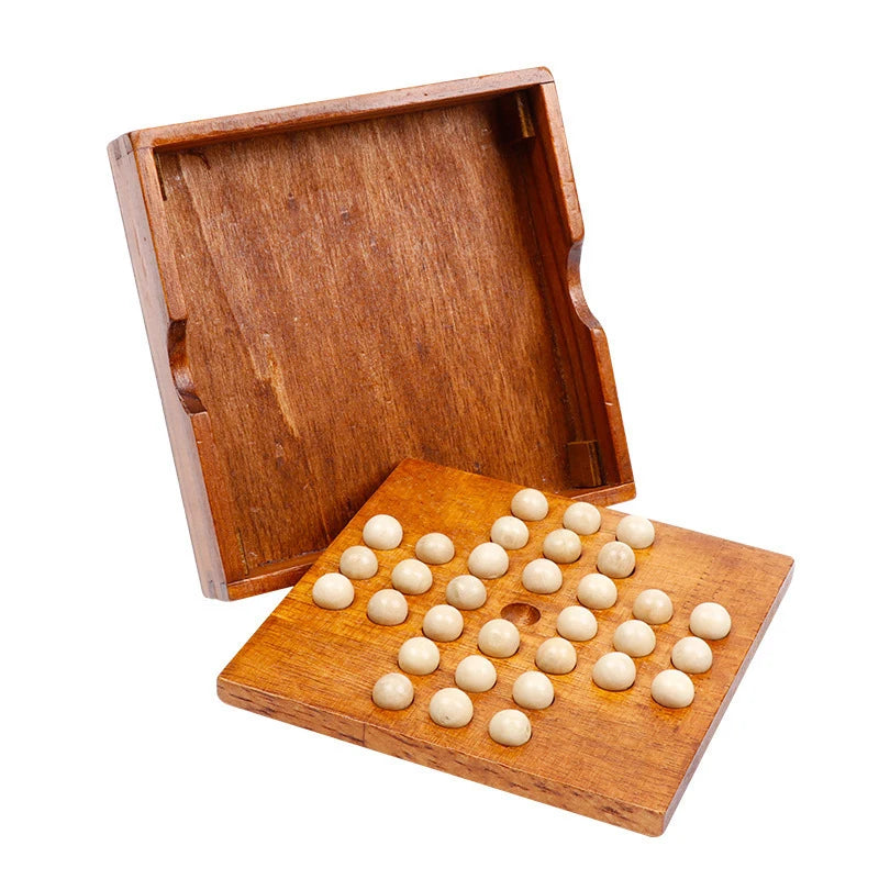 CowLost | wood-single-player-chess-marble-solitaire-board-game-iq-logic-challenges-for-adults |7