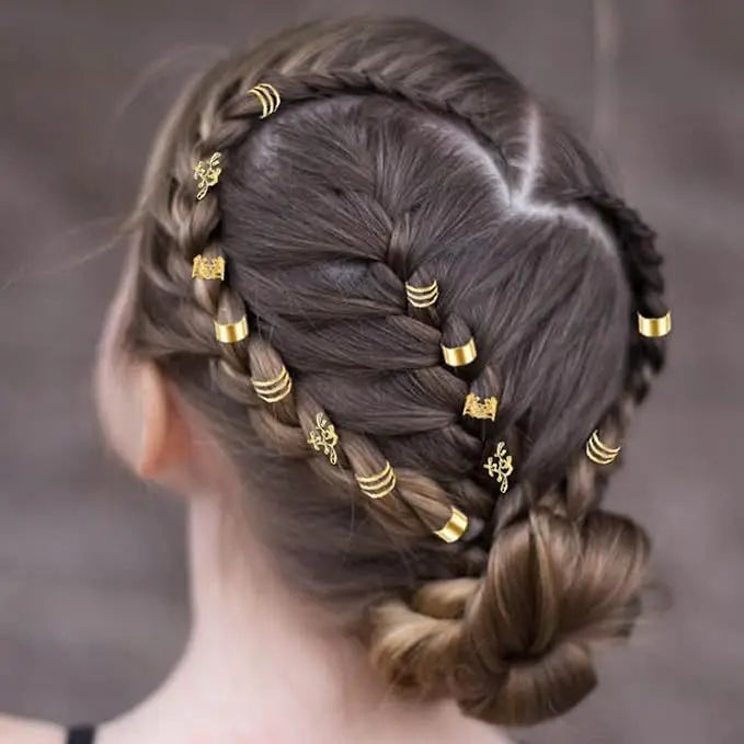 40pcs Gold Hair Cuffs Braids Rings Adjustable Hair Beads for Dreadlock Accessories
