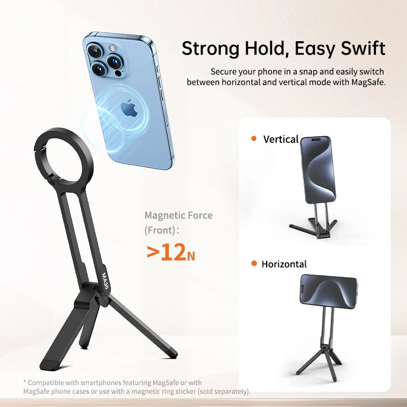 CowLost | ulanzi-ma30-carabiner-mounted-phone-tripod-for-iphone-15-14-13-12-pro-pro-max-dual-sided-magnet |2