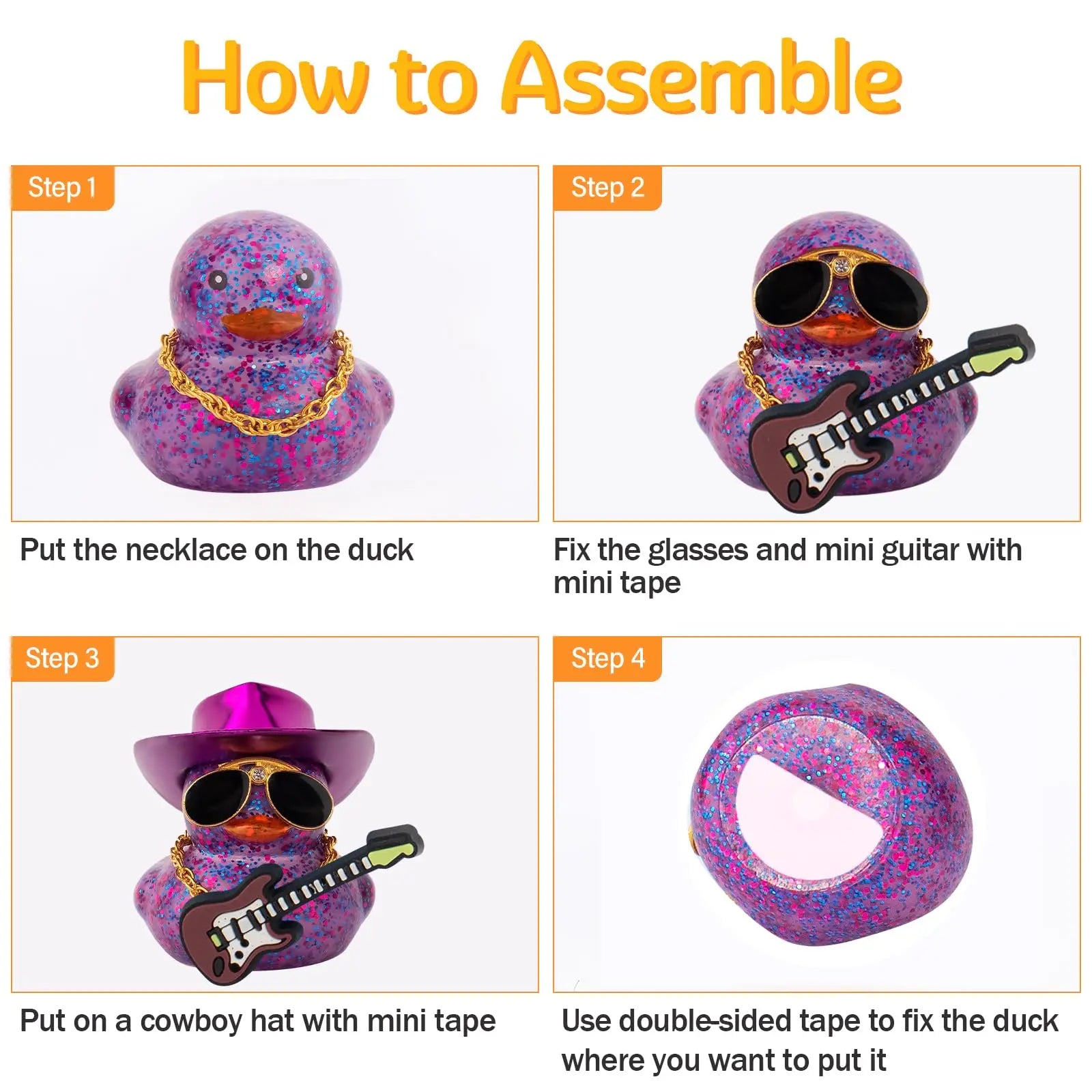 CowLost | product_id-laser-cowboy-hat-rubber-duck-car-dashboard-ornament-with-glasses-and-necklace |5