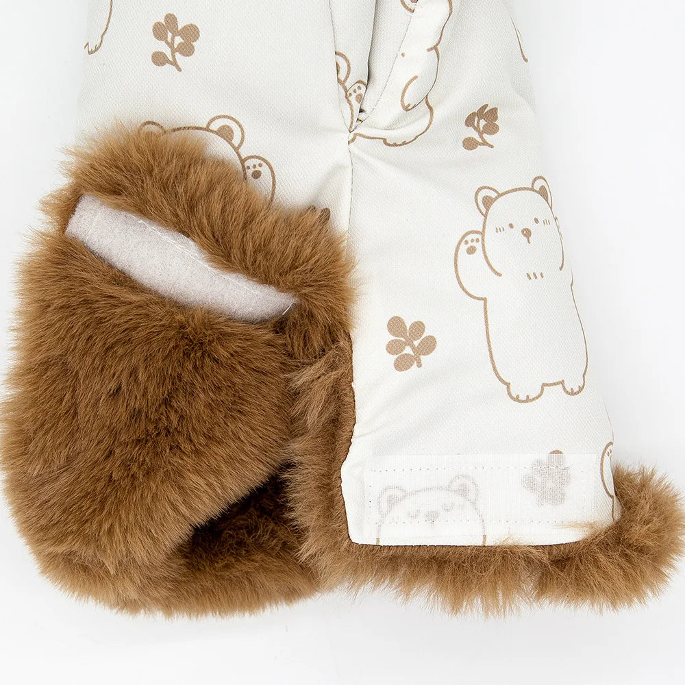 1 Pair Winter Warm Thicker Inner Fur Antifreeze Mittens For Outside