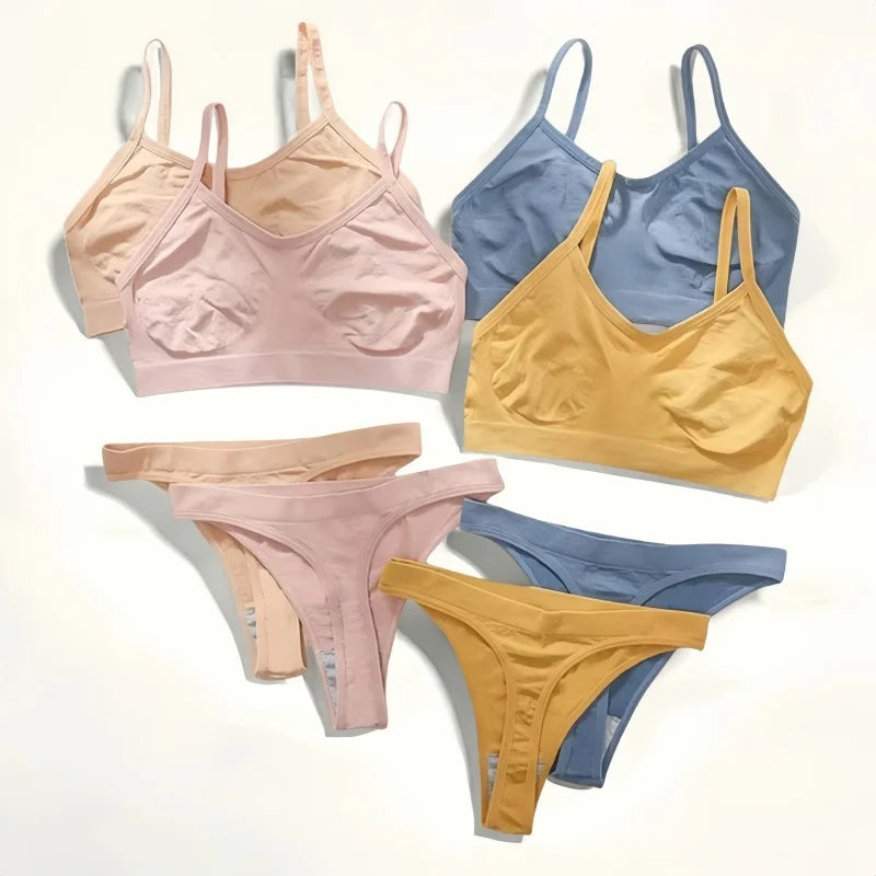CowLost | product_id-women-seamless-wire-free-ribbed-bra-low-waist-thong-set |1