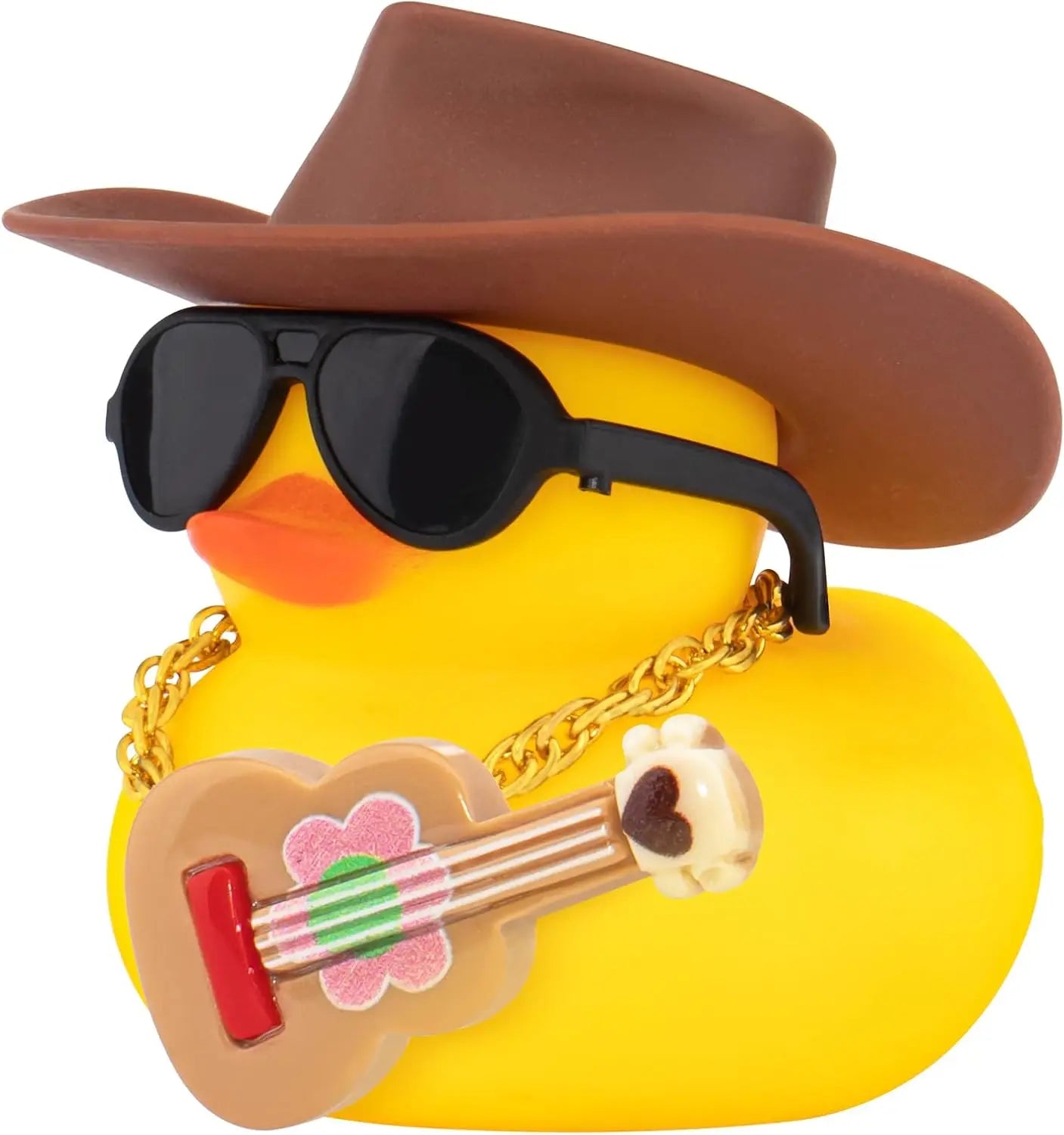 CowLost | product_id-cowboy-rubber-duck-with-sunglasses-necklace-beer-glass-tape-funny-pvc-car-dashboard-decor |15