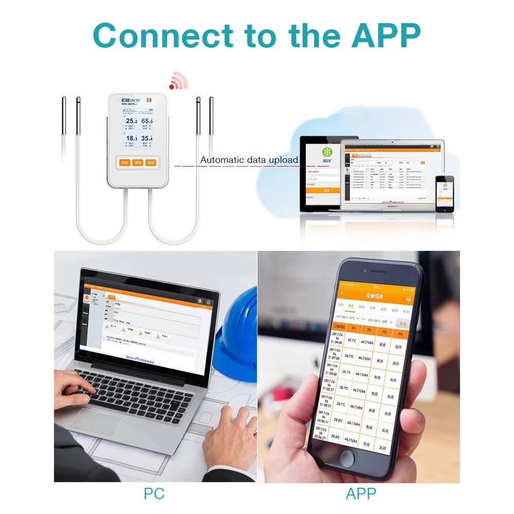 GPS RCW-360 Plus Temperature & Humidity Data Logger 100000 Sets 4G WiFi for Warehouse Monitoring