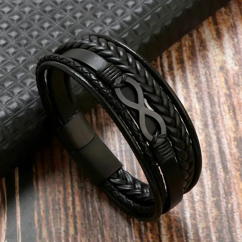 CowLost | infinity-symbol-charm-multi-layer-leather-bracelet-for-men |1