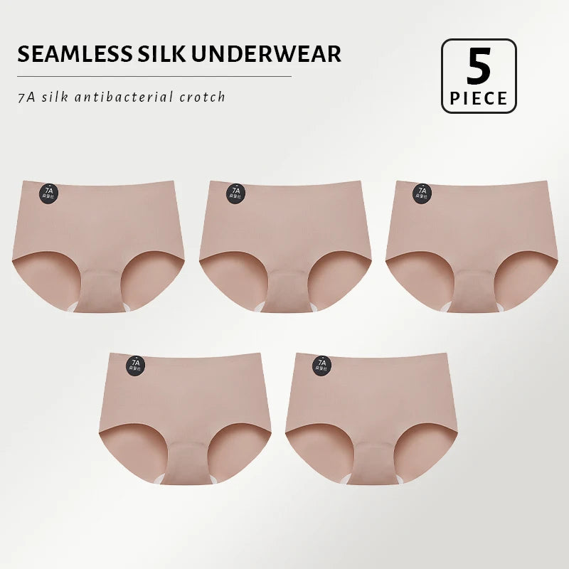 CowLost | product_id-5pcs-seamless-ultra-thin-high-elastic-mulberry-silk-womens-briefs |12