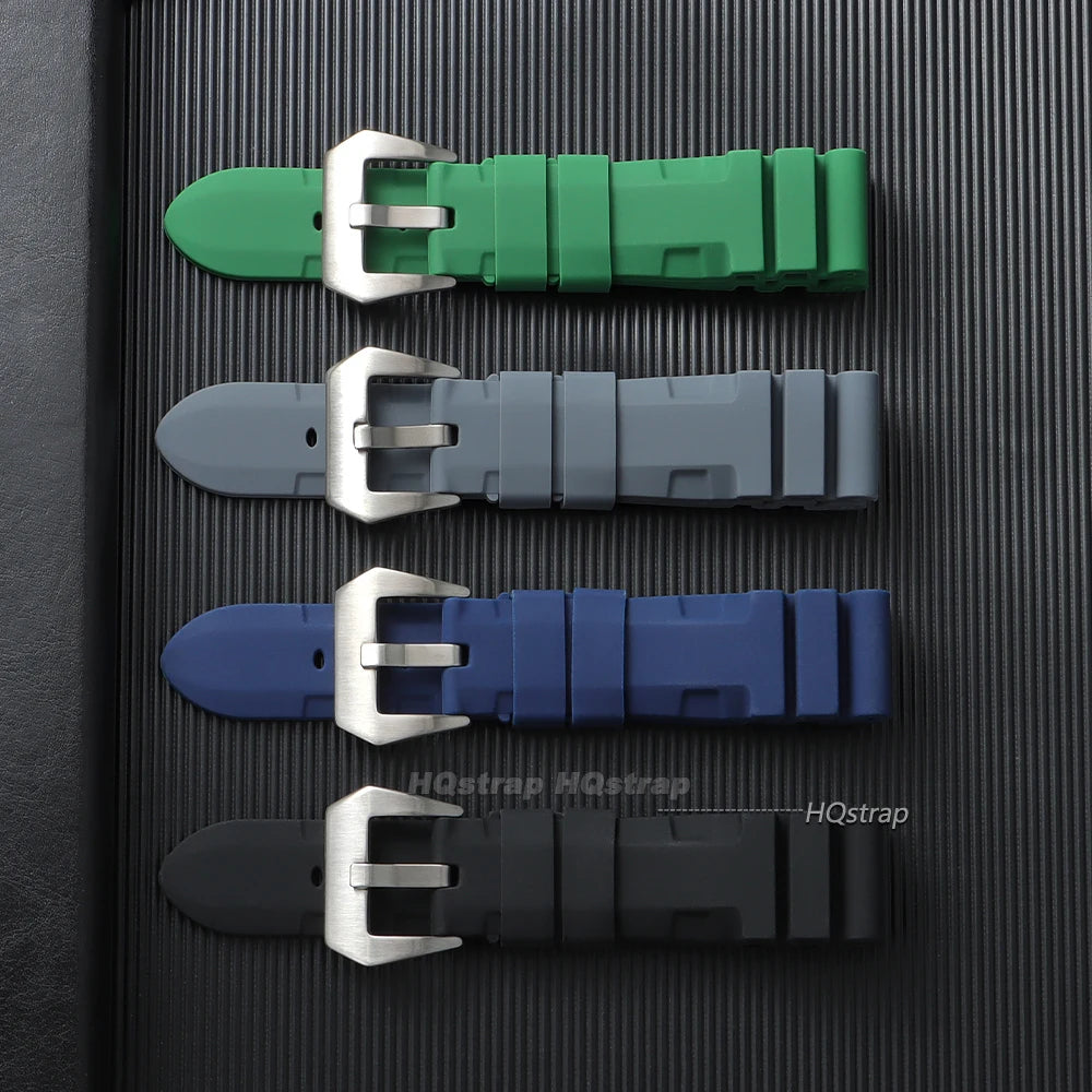 HQstrap 22mm 24mm 26mm Silicone Watch Bands for Panerai Sport Wristband Unisex Rubber Strap
