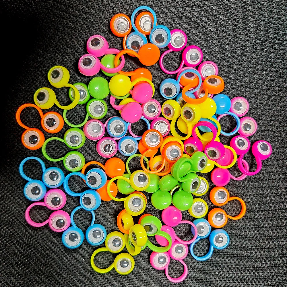 24Pcs Eye Finger Puppet Rings with Wiggle Eyes for Kids Party Favors and Halloween Gift