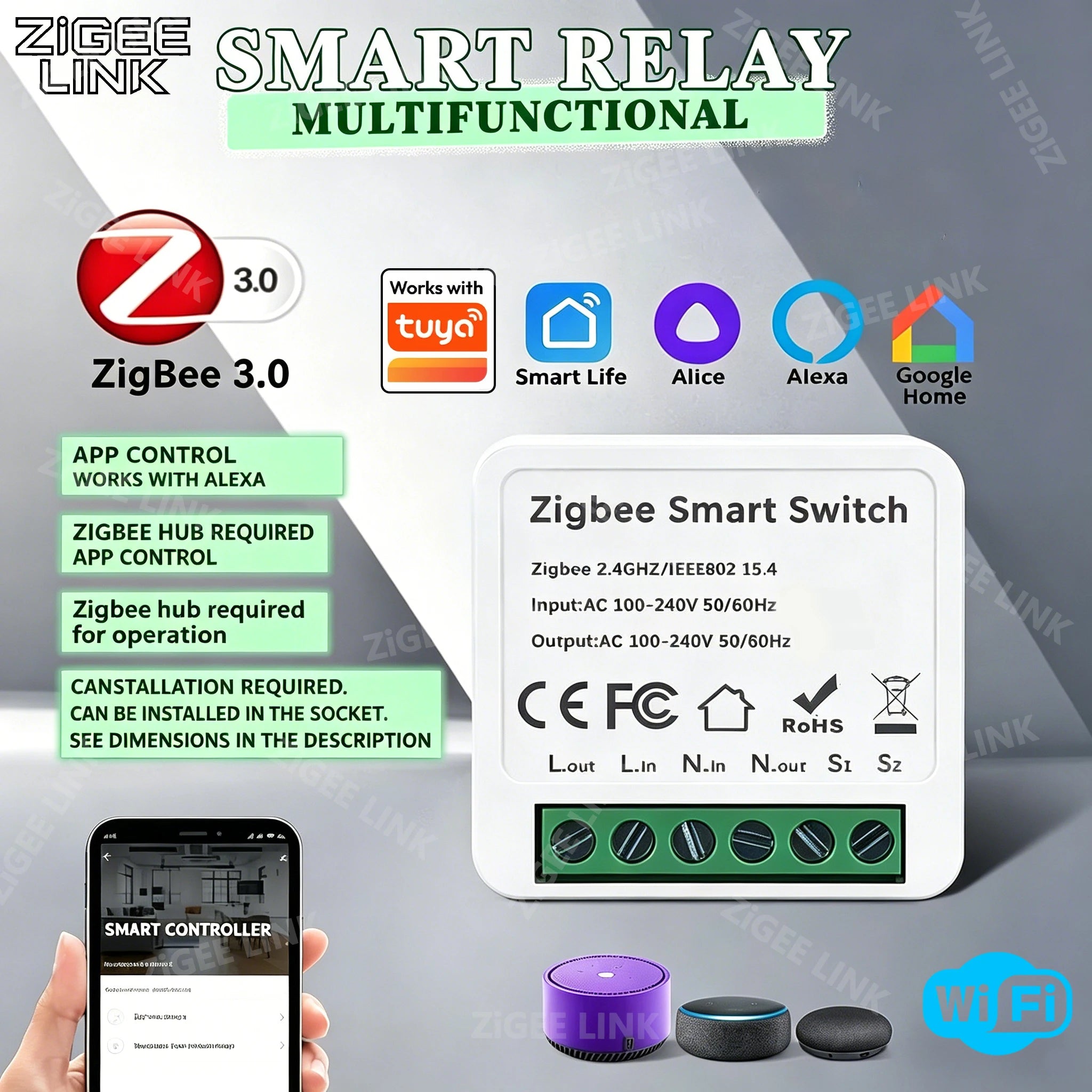 CowLost | automation-control-modules-product_id-smart-wifi-zigbee-mini-switch-module-for-home-automation-voice-control-alexa-google-alice-compatible |1