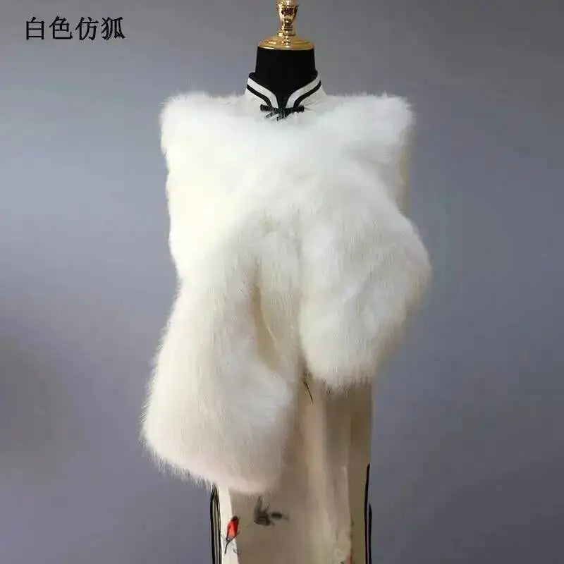 CowLost | 32-colors-165-30cm-women-luxury-warm-faux-fox-fur-shawl-winter-ladies-plush-scarf |55