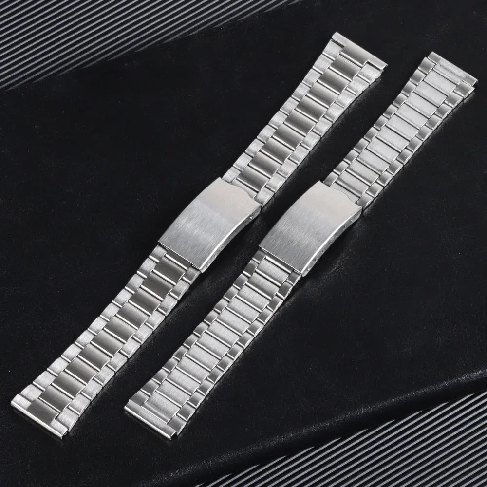 Universal Stainless Steel Watchband 12-20mm Women Metal Bracelet Folding Buckle Silver Gold