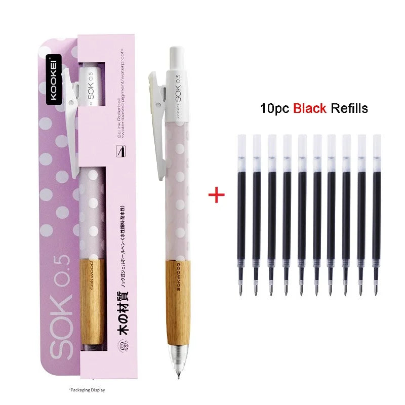 CowLost | product_id-kookei-gel-pen-with-oak-wood-handle-smooth-0-5mm-st-nib-fast-dry-ink-polka-dot-design-for-students-professionals |26