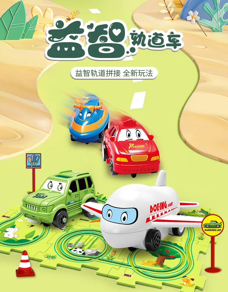 Children's Electric Railroad Speeder DIY Puzzle Car Educational Toy Gift