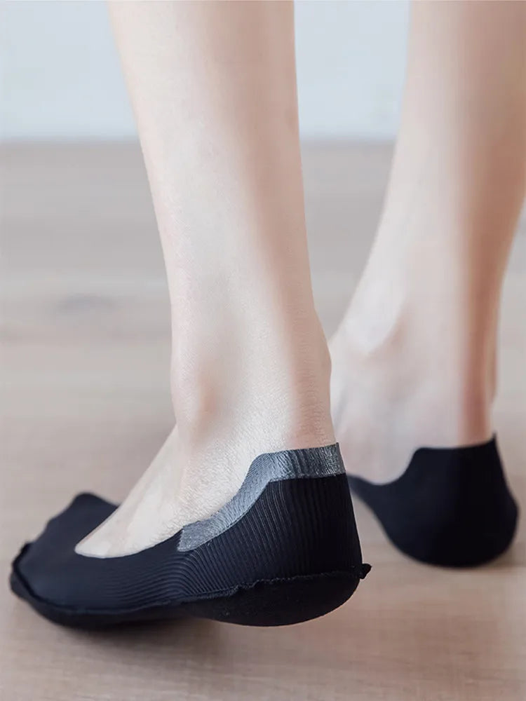 CowLost | product_id-4-pairs-women-s-summer-ice-silk-anti-slip-invisible-short-socks-solid-color |12
