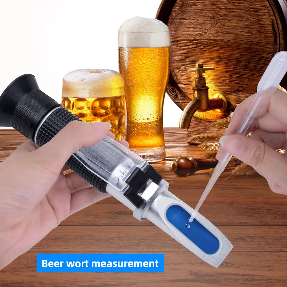 Beer Wine Wort Refractometer Dual Scale 0-32% Brix 1.000-1.130 SG with ATC Homebrew Hydrometer