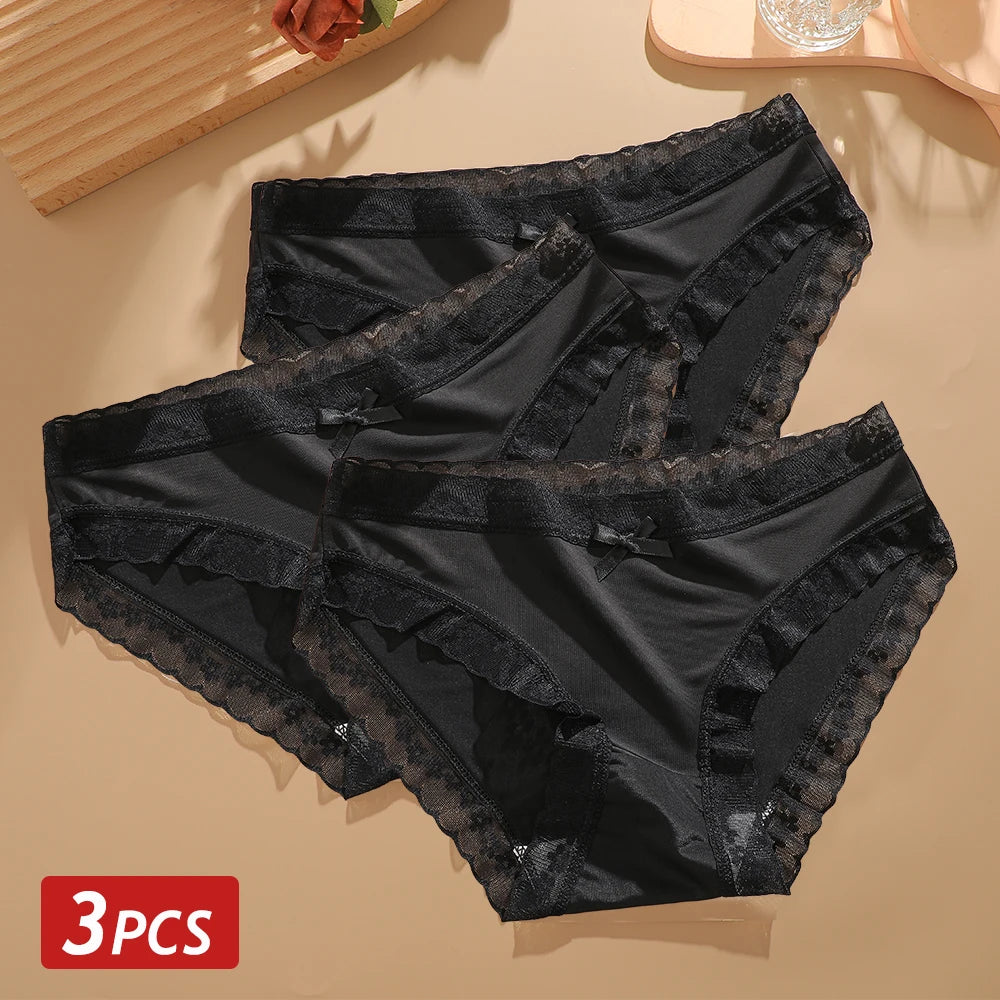 CowLost | activewear-pants-3pcs-seamless-ice-silk-lace-panties-set |50