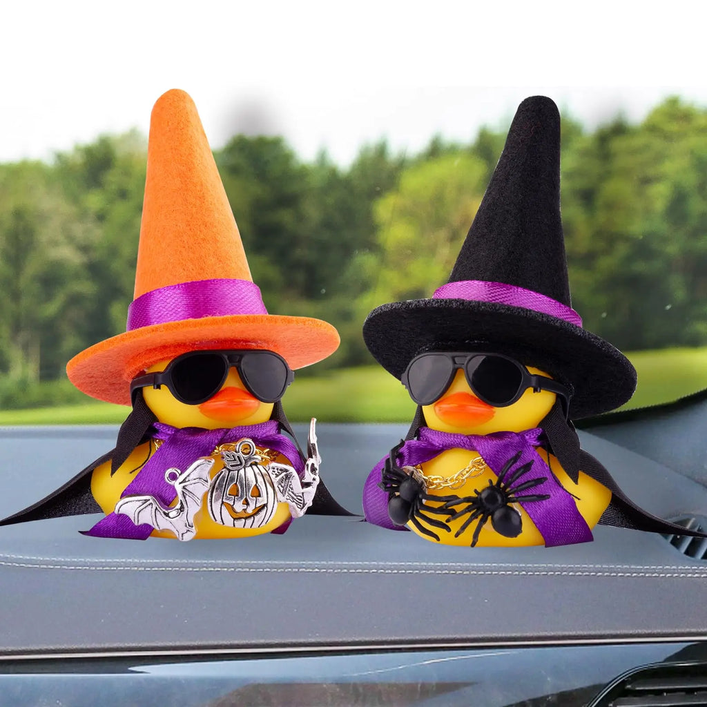 CowLost | product_id-halloween-car-rubber-duck-dashboard-ornament-with-witch-hat-and-sunglasses |6