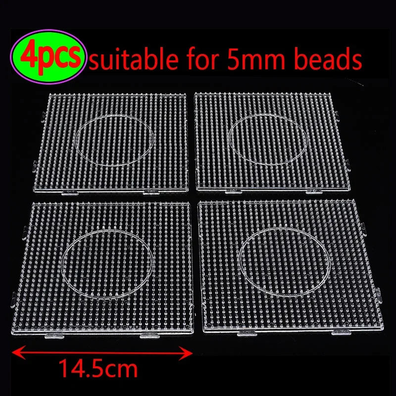 4PC 5mm Transparent Hama Beads Pegboard Template for Pixel Art DIY Puzzle