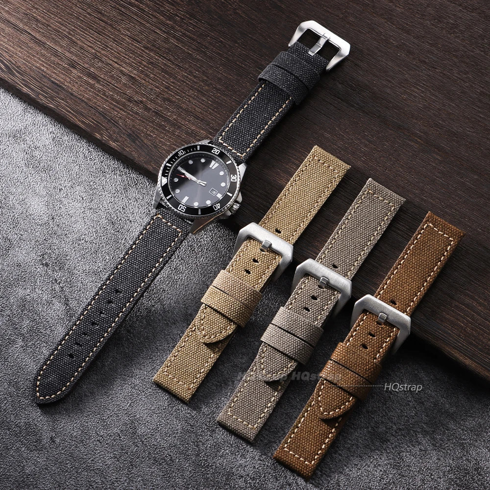 CowLost | high-quality-nylon-canvas-cowhide-strap-watchband-for-panerai-retro-denim-bracelet-20mm-22mm-24mm-men-women-watch-accessories-1 |5