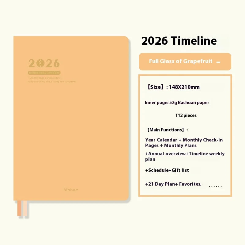 CowLost | product_id-2026-kinbor-a5-timeline-planner-notepad-52g-bachuan-paper-weekly-2-page-schedule-minimalist-design |25