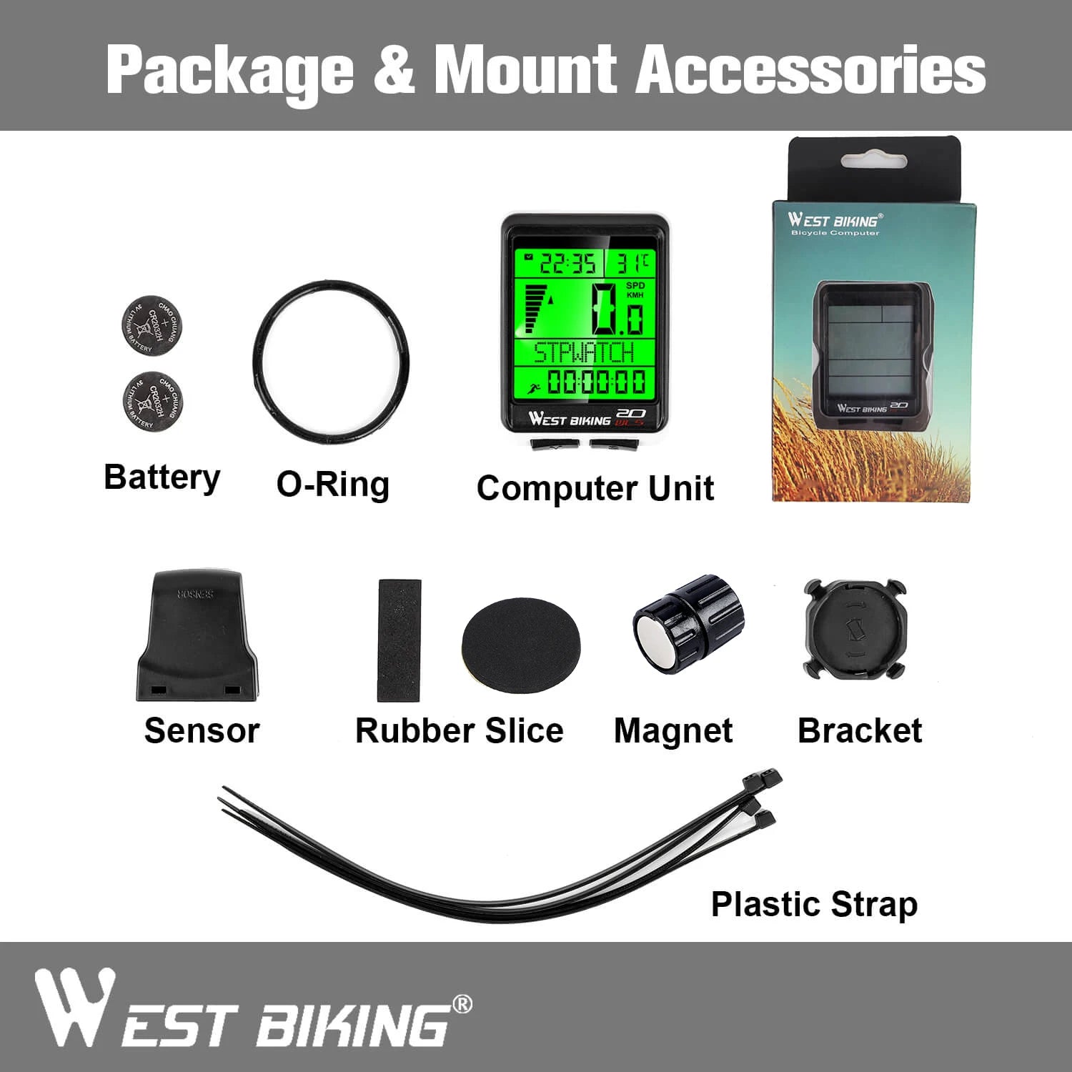 CowLost | west-biking-led-waterproof-bicycle-computer-wireless-5-language-cycling-bike-odometer-stopwatch-speedometer-2-1in-bike-computer |26