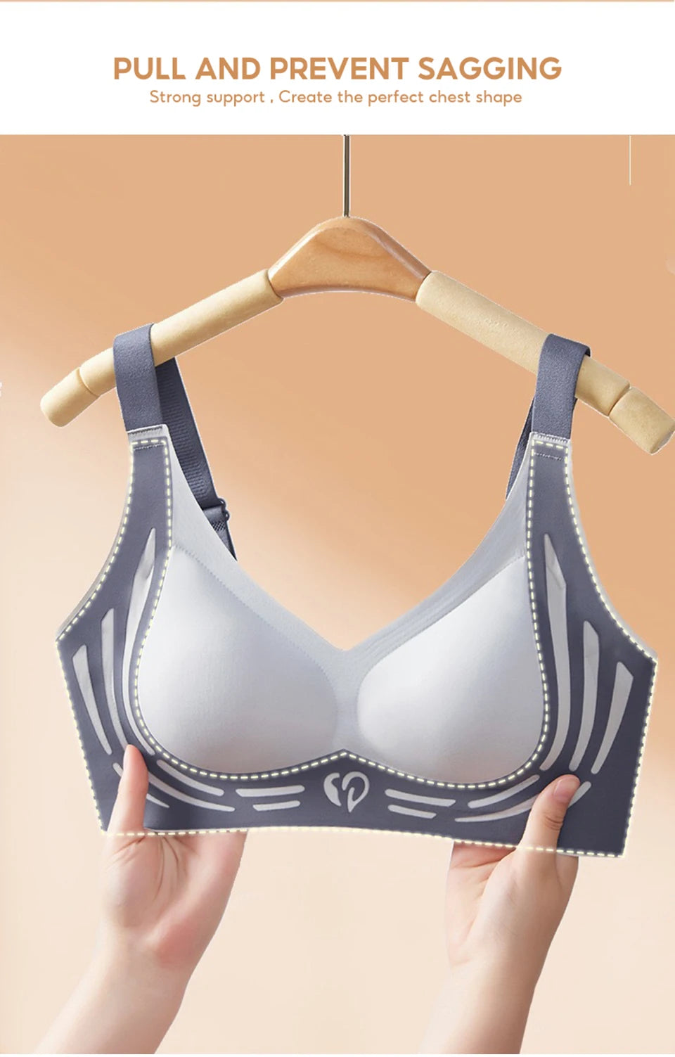 CowLost | fallsweet-3pcs-plus-size-push-up-bra-for-women-wireless-lift-up-anti-sagging-brassiere-adjustable-straps-seamless-lingerie-m-4xl |6