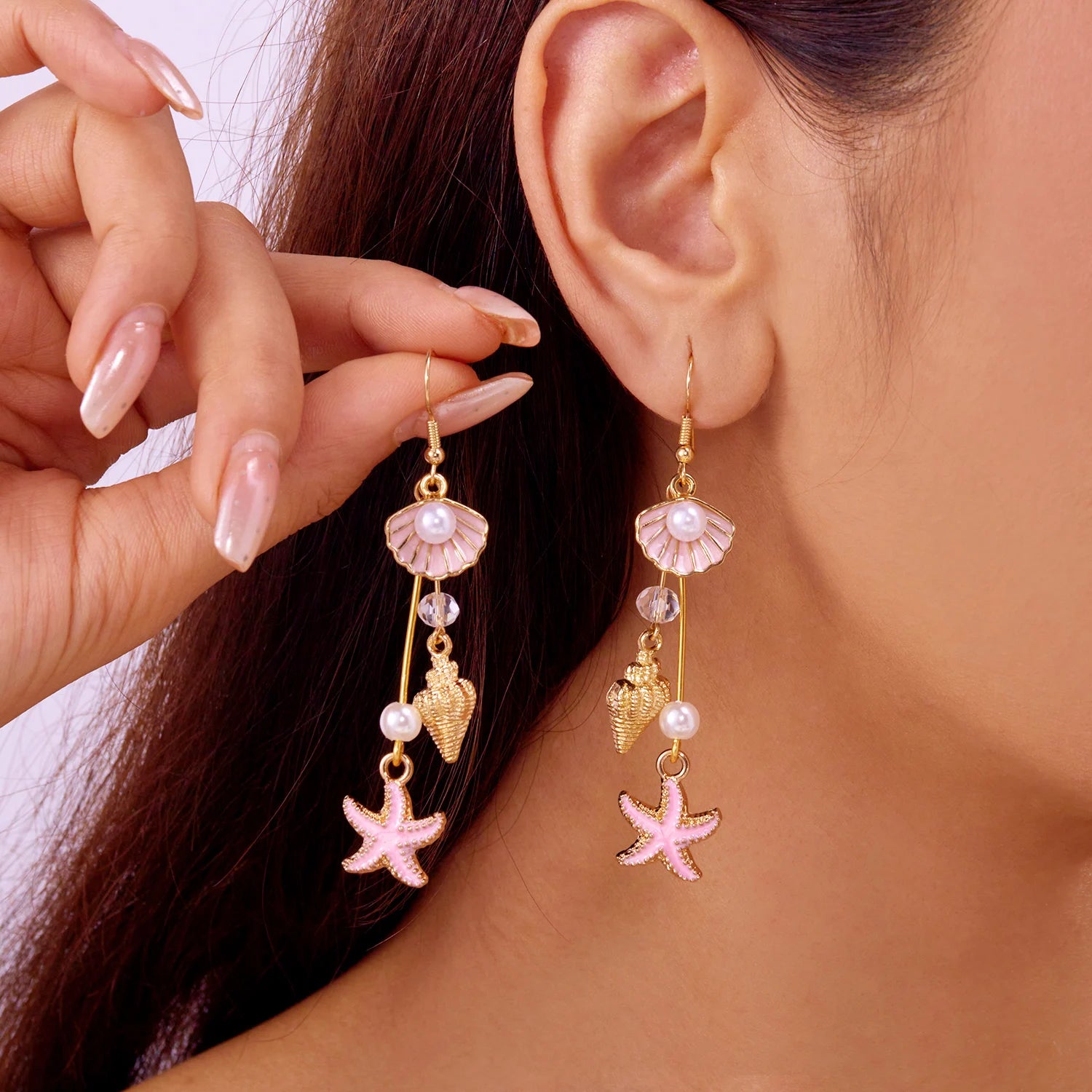 CowLost | conch-shells-starfish-dangle-earrings-for-women-bohemia-long-tassel-star-shell-drop-earring-girl-ocean-beach-party-jewelry |6