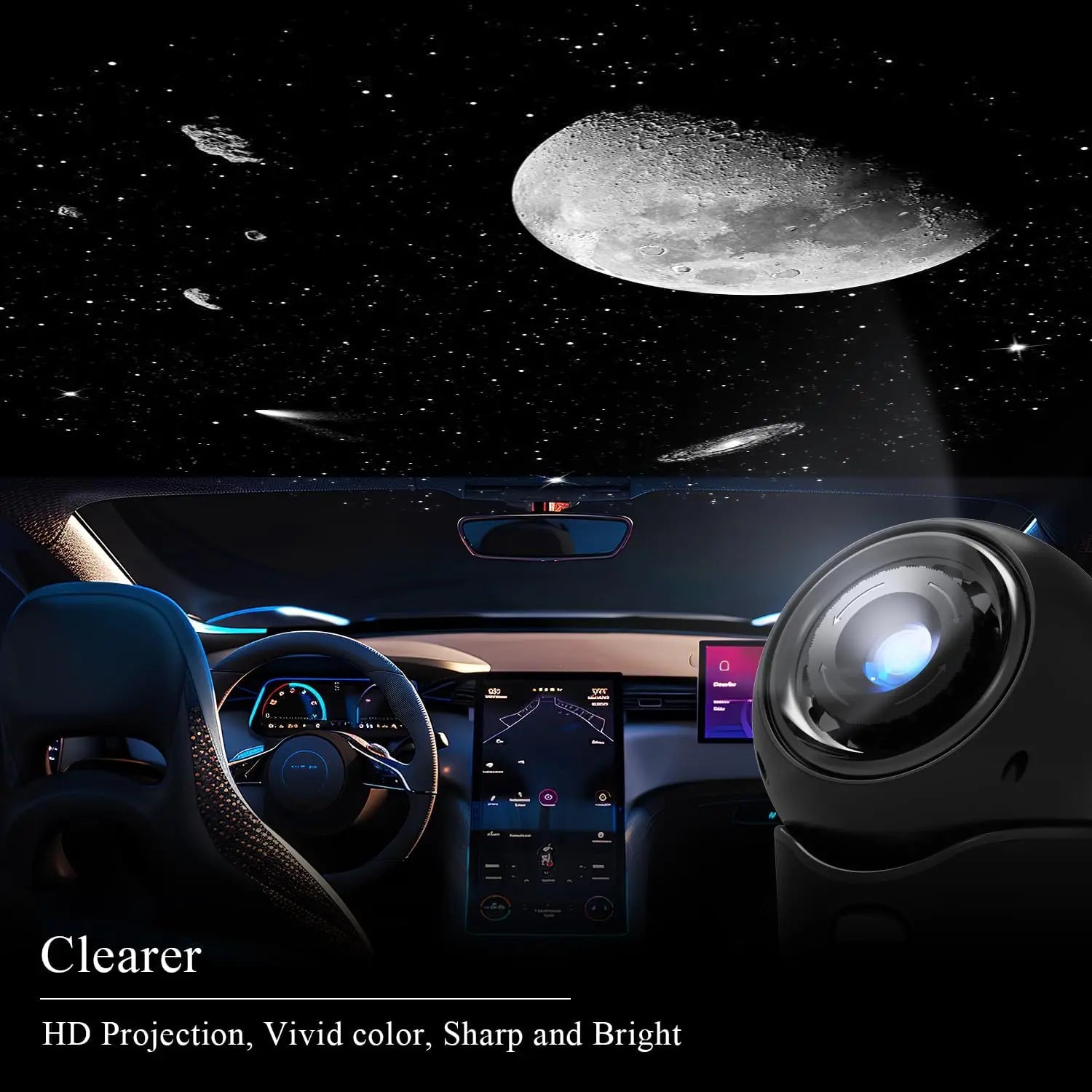 Portable Planetarium Star Projector with 4 HD Film Discs, 360° Rotating Adjustable Focus Galaxy Night Light for Car