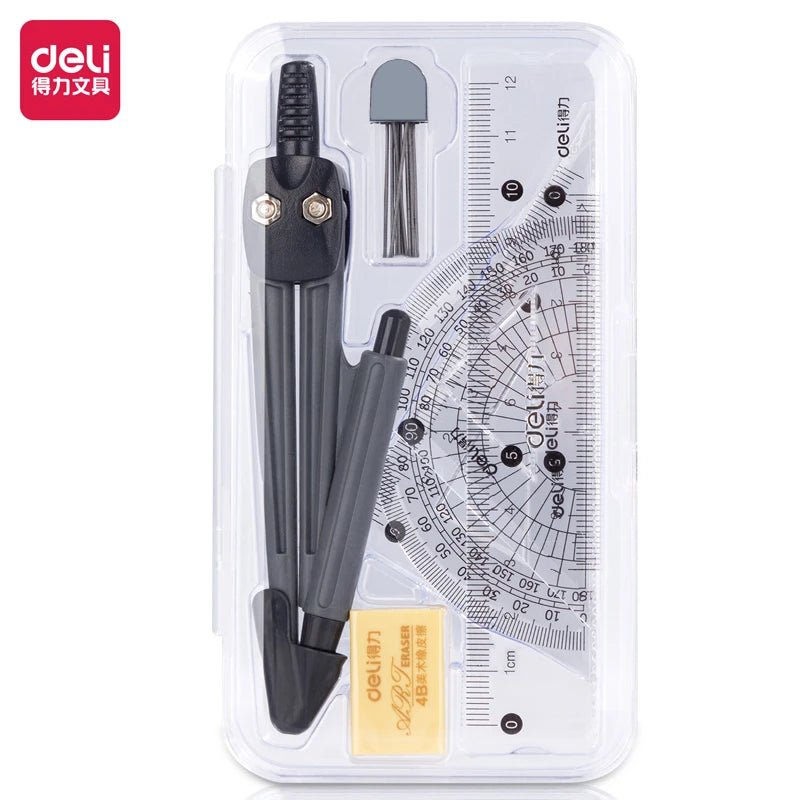 CowLost | deli-student-ruler-and-compass-set-for-drawing-multifunctional-learning |1