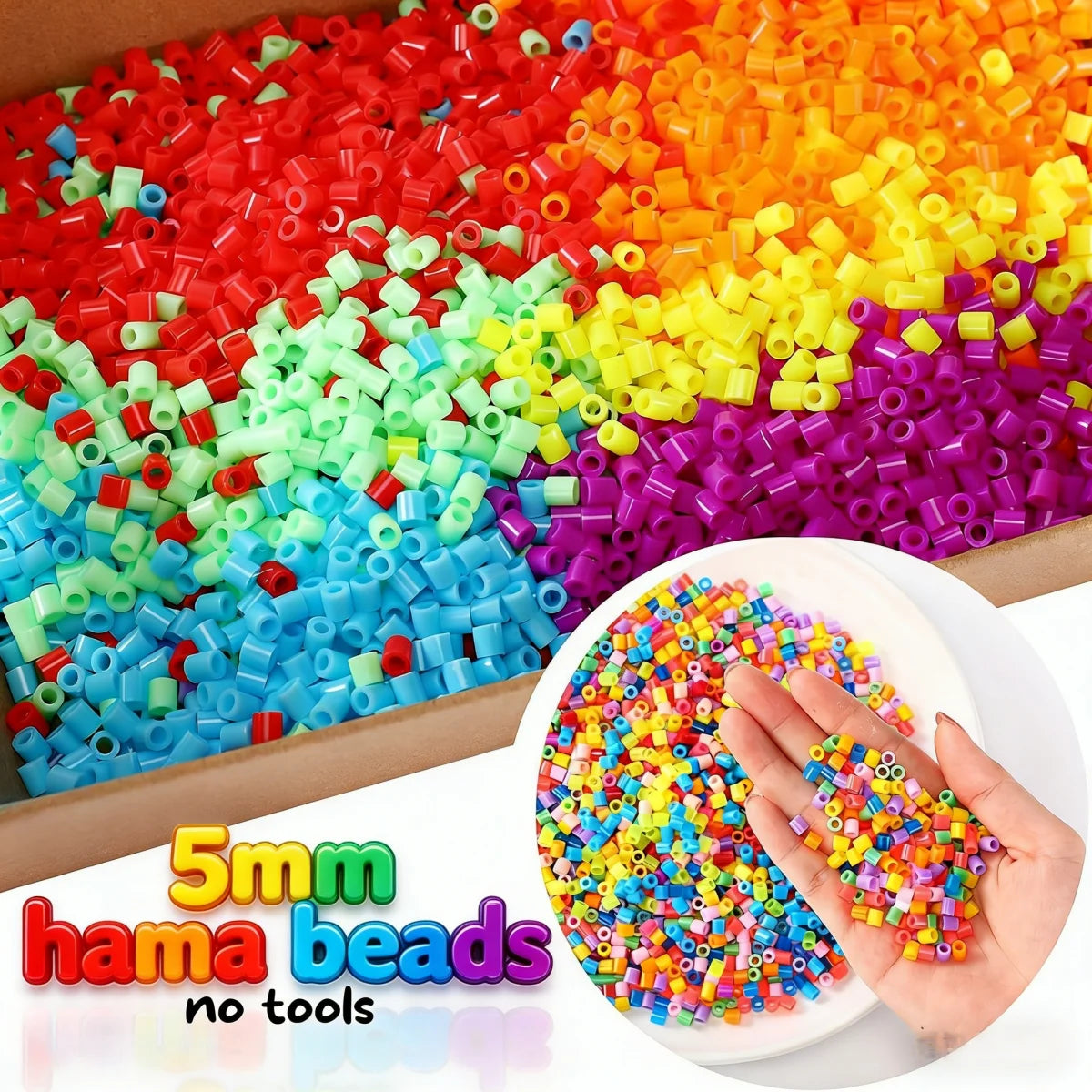 1000pcs 5.0mm Midi Perler Hama Iron Magnetic Beads DIY Puzzle Toy Gift