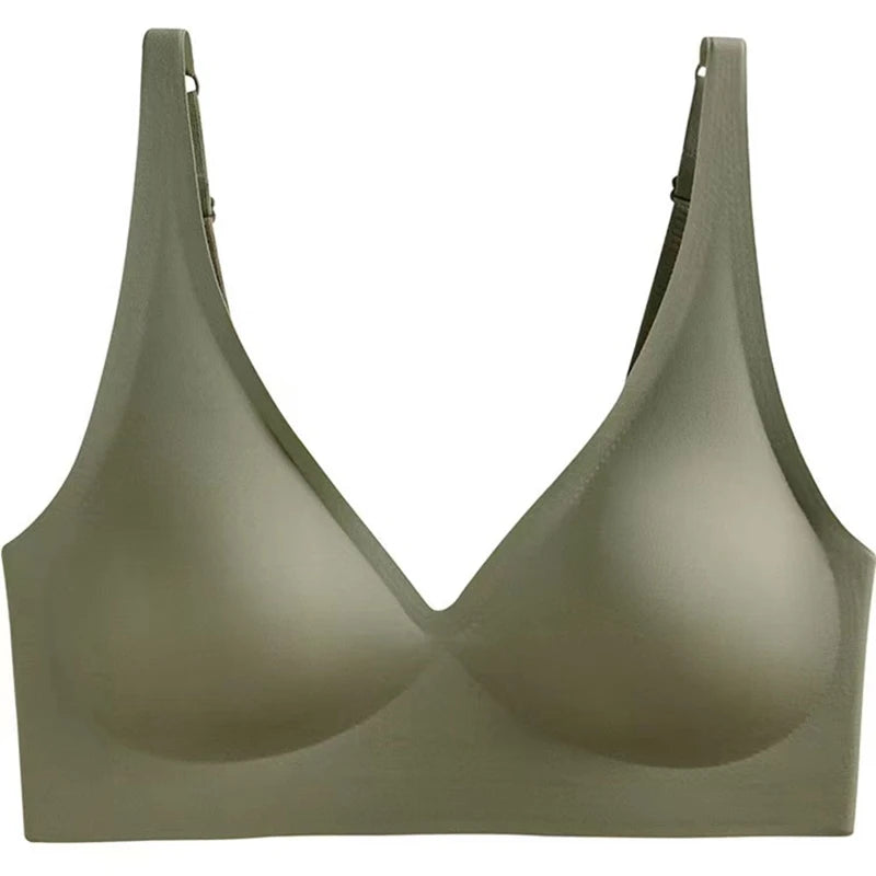 CowLost | seamless-ladies-underwear-v-neck-no-steel-ring-small-chest-gathered-adjustable-small-comfortable-thin-top-bra |22