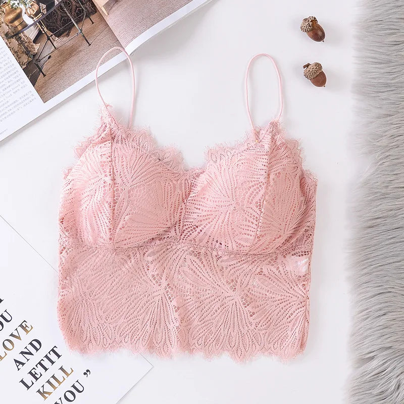 CowLost | product_id-wireless-floral-lace-push-up-bra-with-removable-pads-solid-bralette-for-women |22