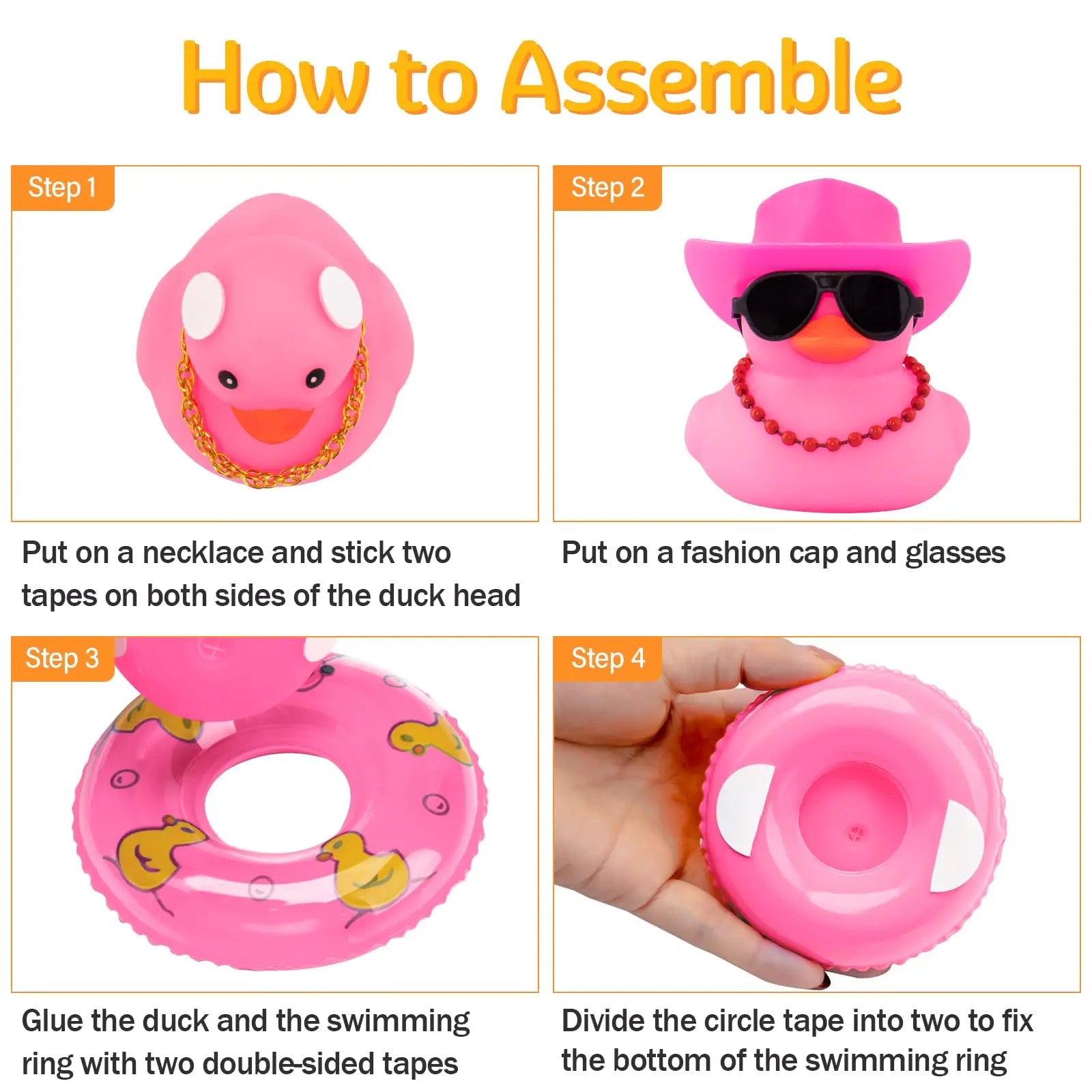 CowLost | product_id-white-rubber-duck-car-dashboard-ornament-with-cowboy-hat-and-swim-ring-necklace |4