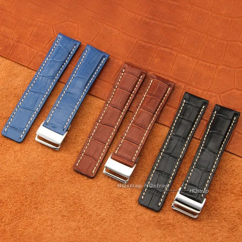 CowLost | bracelets-product_id-22mm-24mm-genuine-leather-cowhide-watchband-for-breitling-with-metal-folding-buckle |10