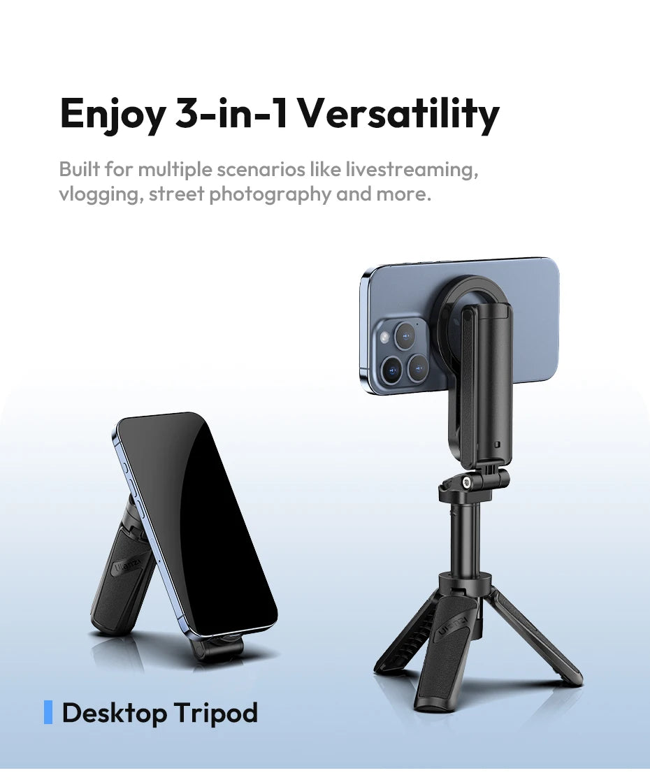 CowLost | ulanzi-jj03-magnetic-phone-tripod-wireless-phone-grip-selfie-stick-desktop-tripod-for-iphone-16-15-14-13-pro-pro-max |9