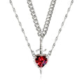 2pcs Heart and Sword Zircon Pendant Necklace for Couples Silver Gold Plated Choker