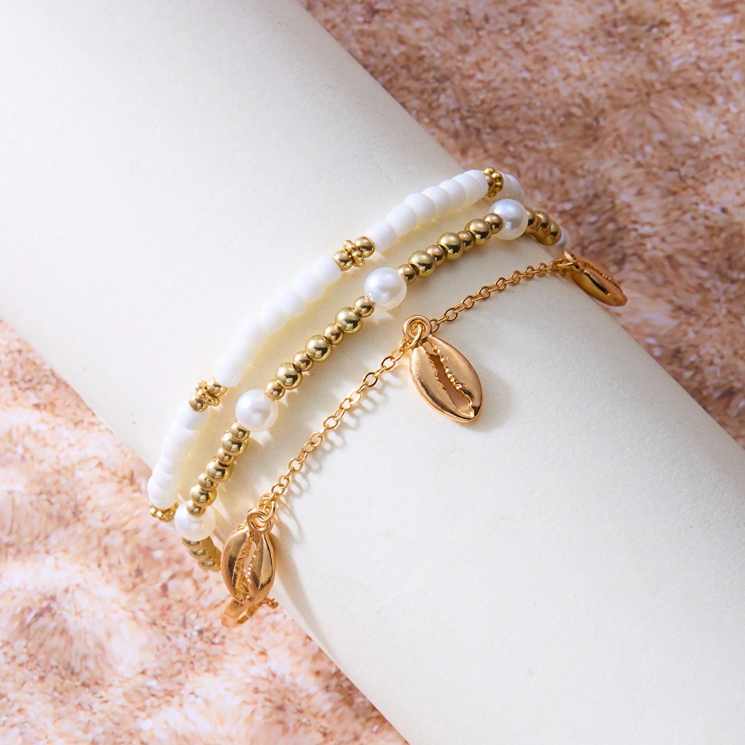 CowLost | bohemian-rice-beads-starfish-conch-pendant-anklet-set-for-women-multi-layer-sea-turtle-ankle-bracelet-on-foot-girl-charm-jewelry |8