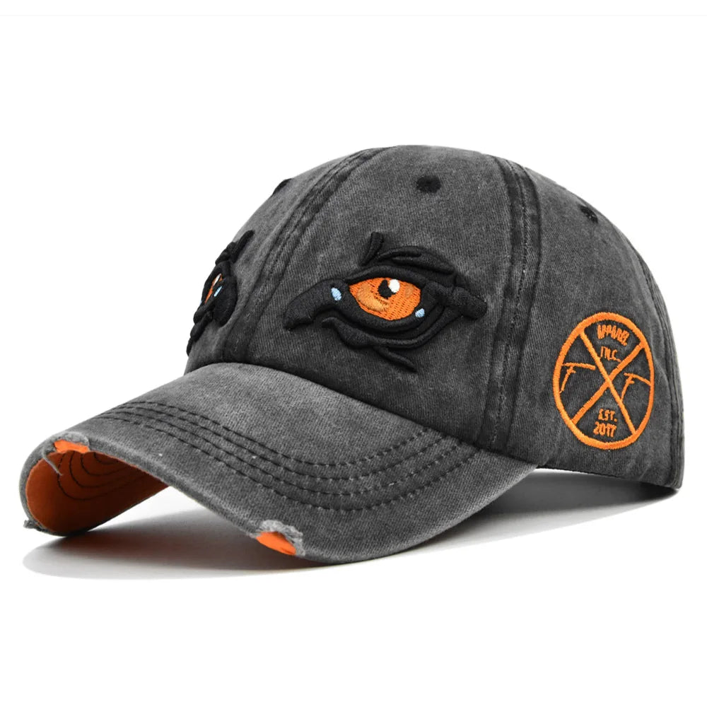 CowLost | washed-cotton-baseball-caps-for-women-men-eagle-eye-embroidery-snapback-hat |24