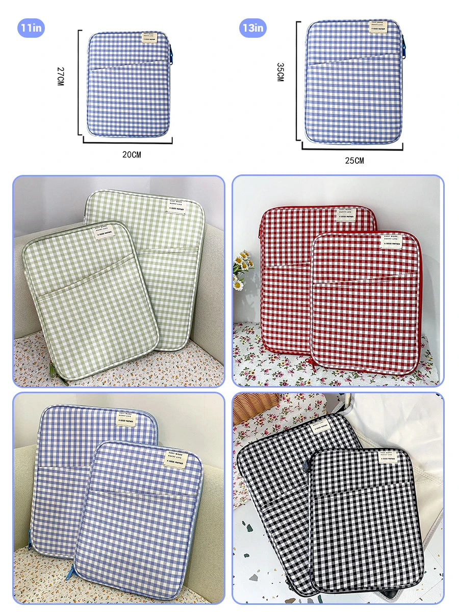 CowLost | grid-cases-tablet-sleeve-bag-7-9-12-9-inch-handbag-for-ipad-pro-samsung-xiaomi |2
