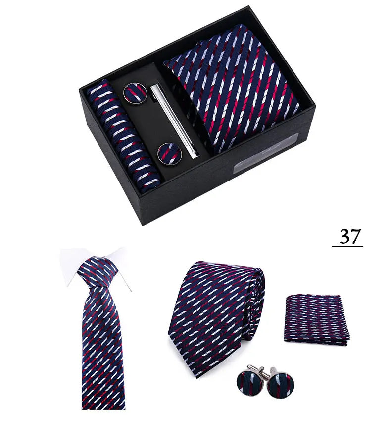 CowLost | tie-men-with-box-top-quality-business-ties-hanky-cufflink-set |45