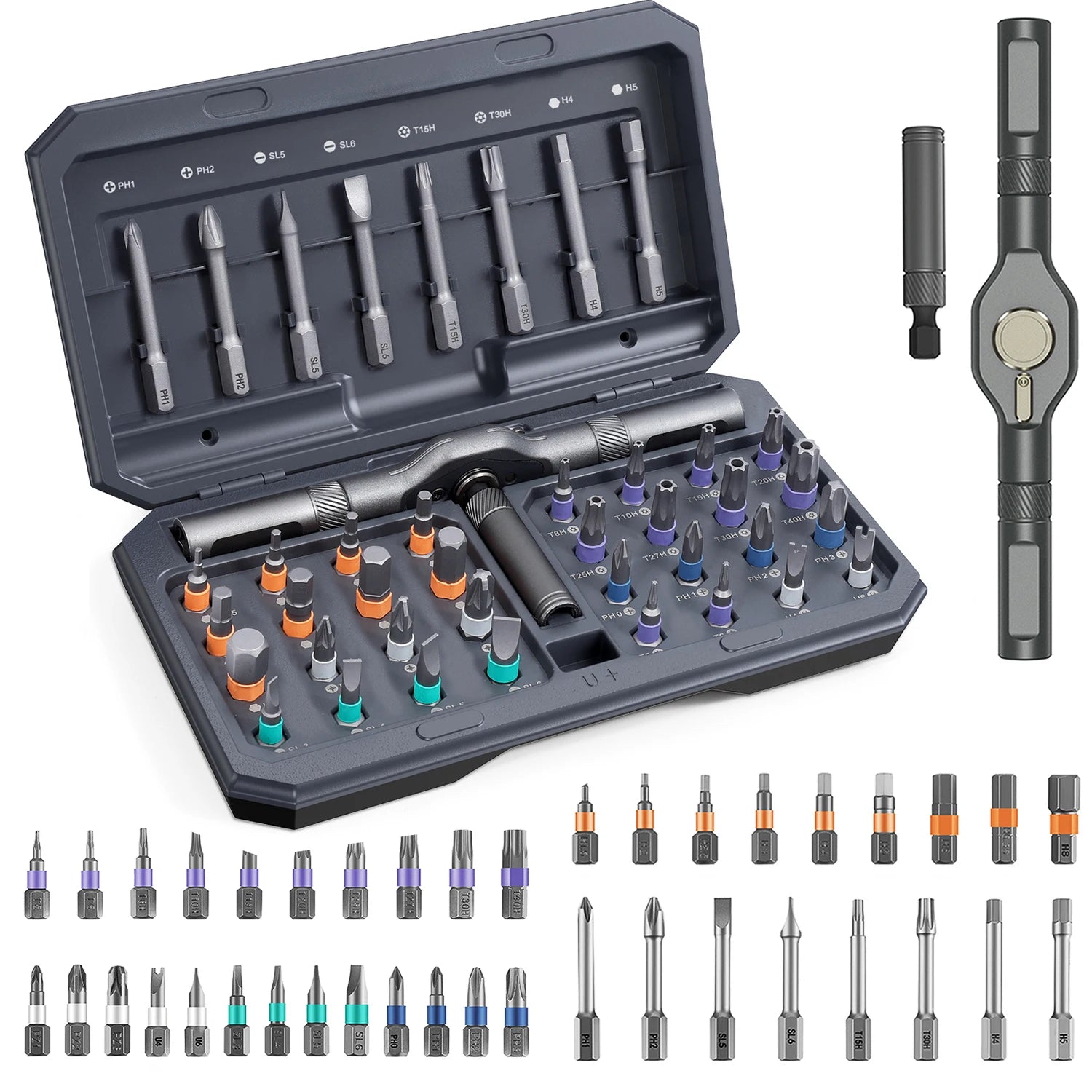 ORIA 42-in-1 Magnetic Ratchet Screwdriver Set with Detachable Handle for Computer Repair