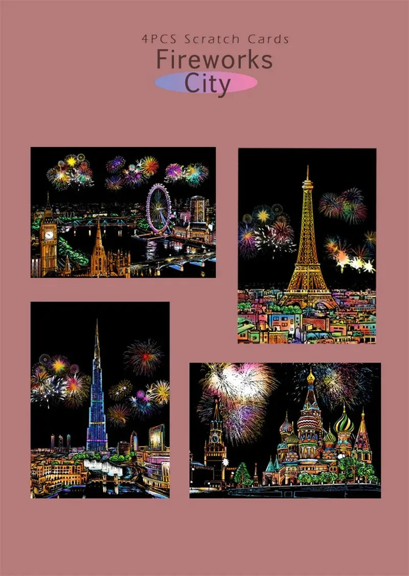 CowLost | product_id-4-piece-a4-diy-scratch-painting-set-landscapes-cities-animals |14